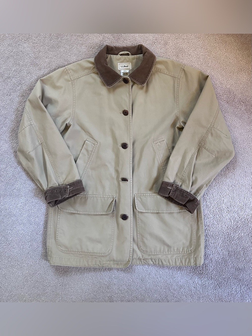 LL Bean Adirondack Barn Coat Chore Flannel Lined Corduroy Collar Women’s Medium - Picture 3 of 15